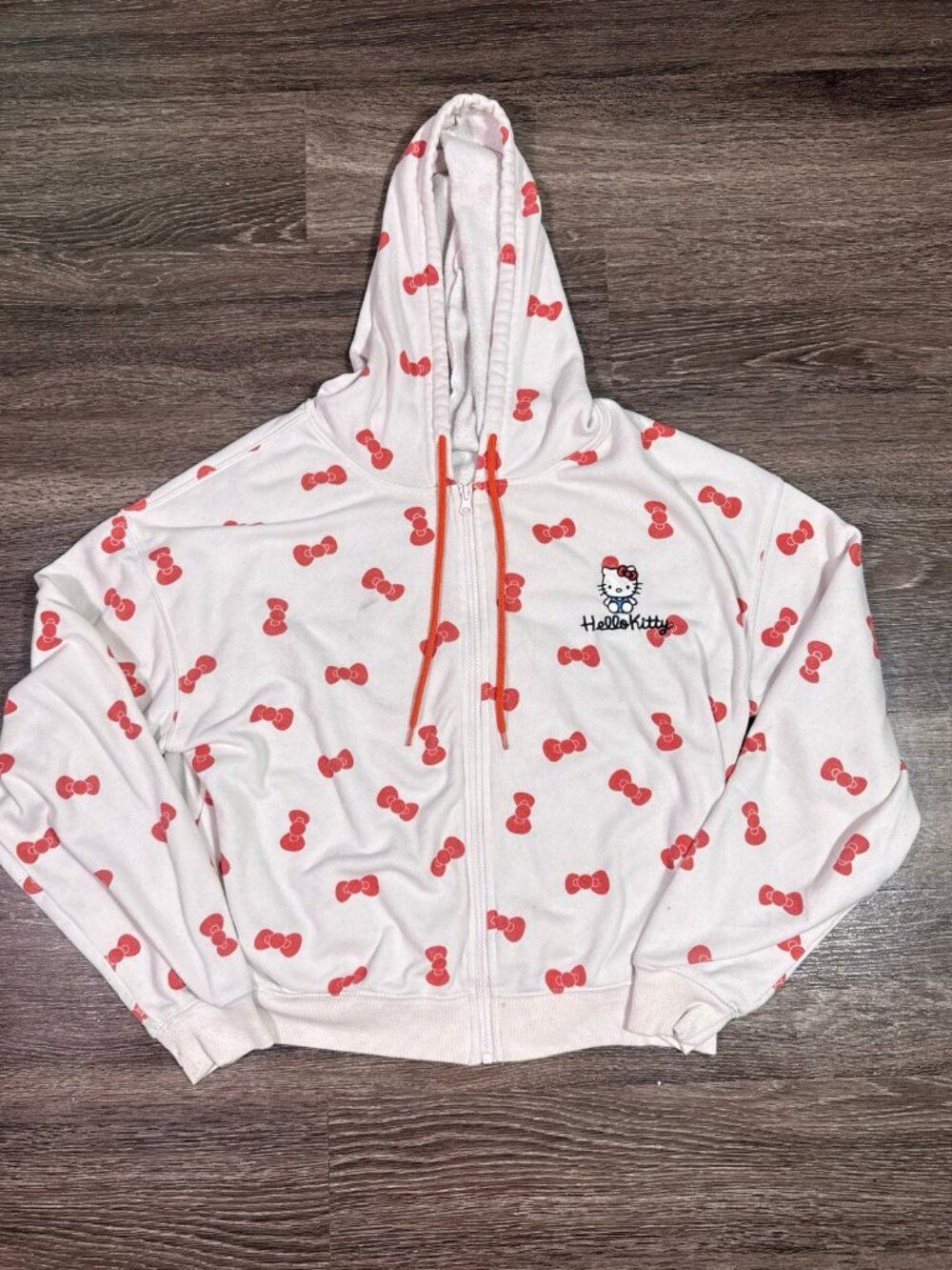 HYBRID hoodie Hello Kitty bow print zip front L